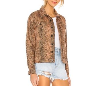 Free People Snake Print Trucker Jacket Size Medium